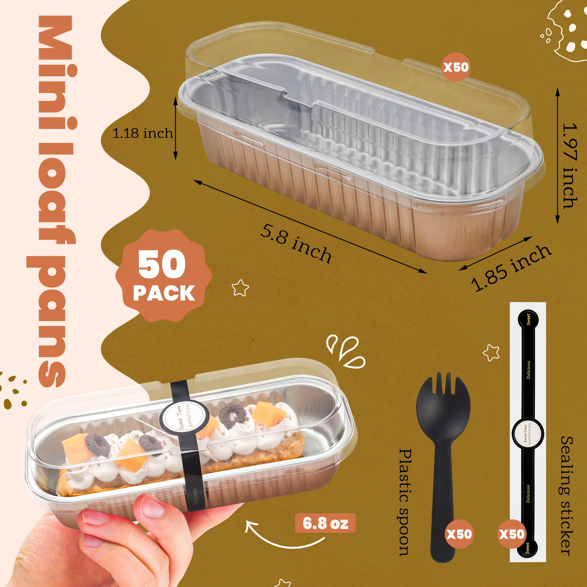 NPLUX champagne mini loaf pans with lids, perfect for gifting.