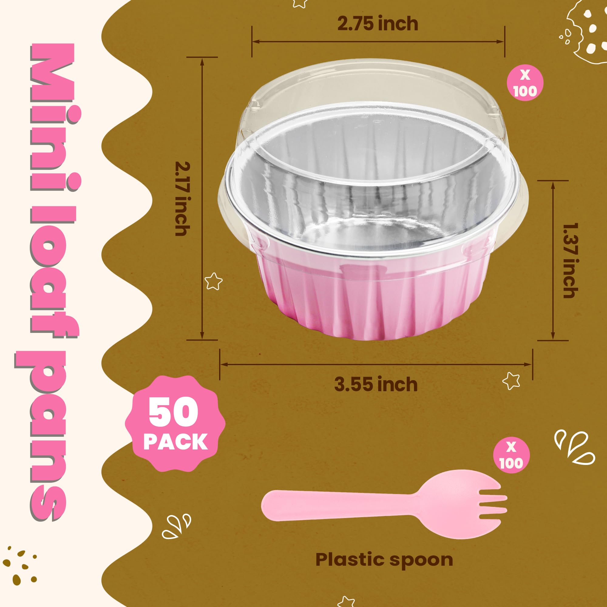 NPLUX pink mini loaf pans with lids for elegant single-serve desserts