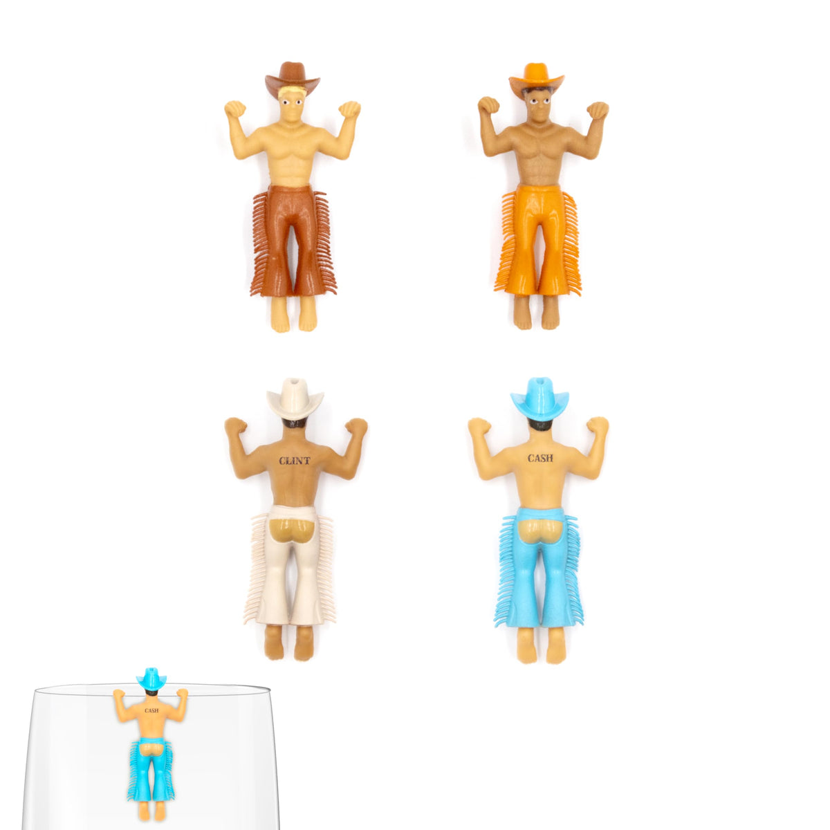 NPW Drinking Buddies classic chaps mark glasses for party clarity.