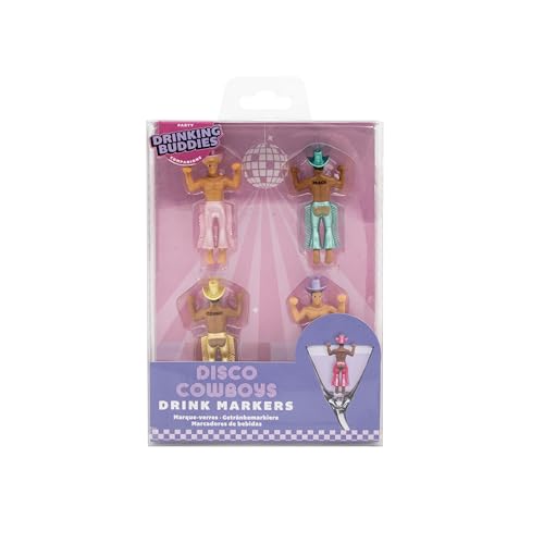 NPW Drinking Buddies disco cowboy charm Jive angle view, helps identify drinks.