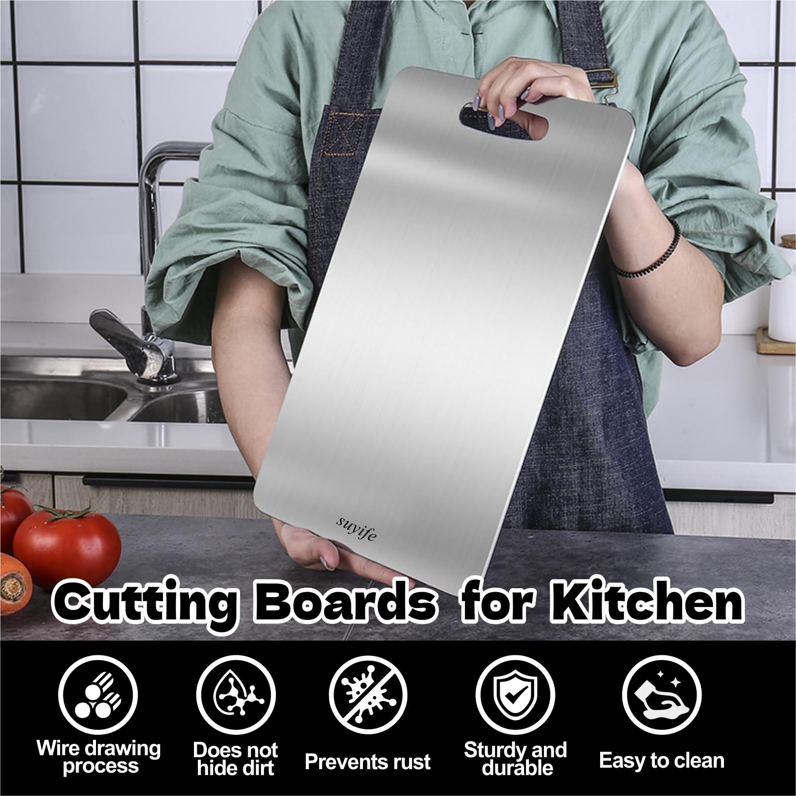 NSLLL titanium cutting board back 11-5x8 for meat; durable surface resists scratches.