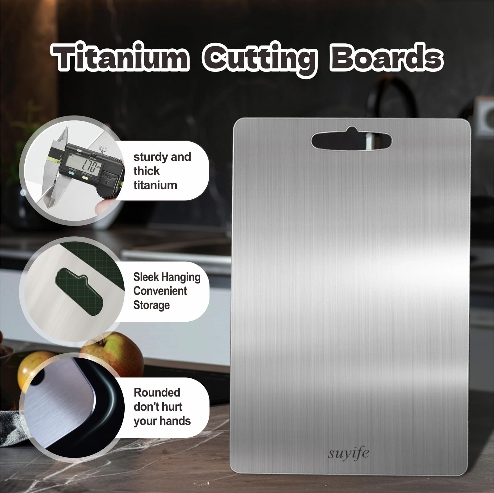 NSLLL titanium cutting board back 14x10 for meat; sturdy and easy to clean.