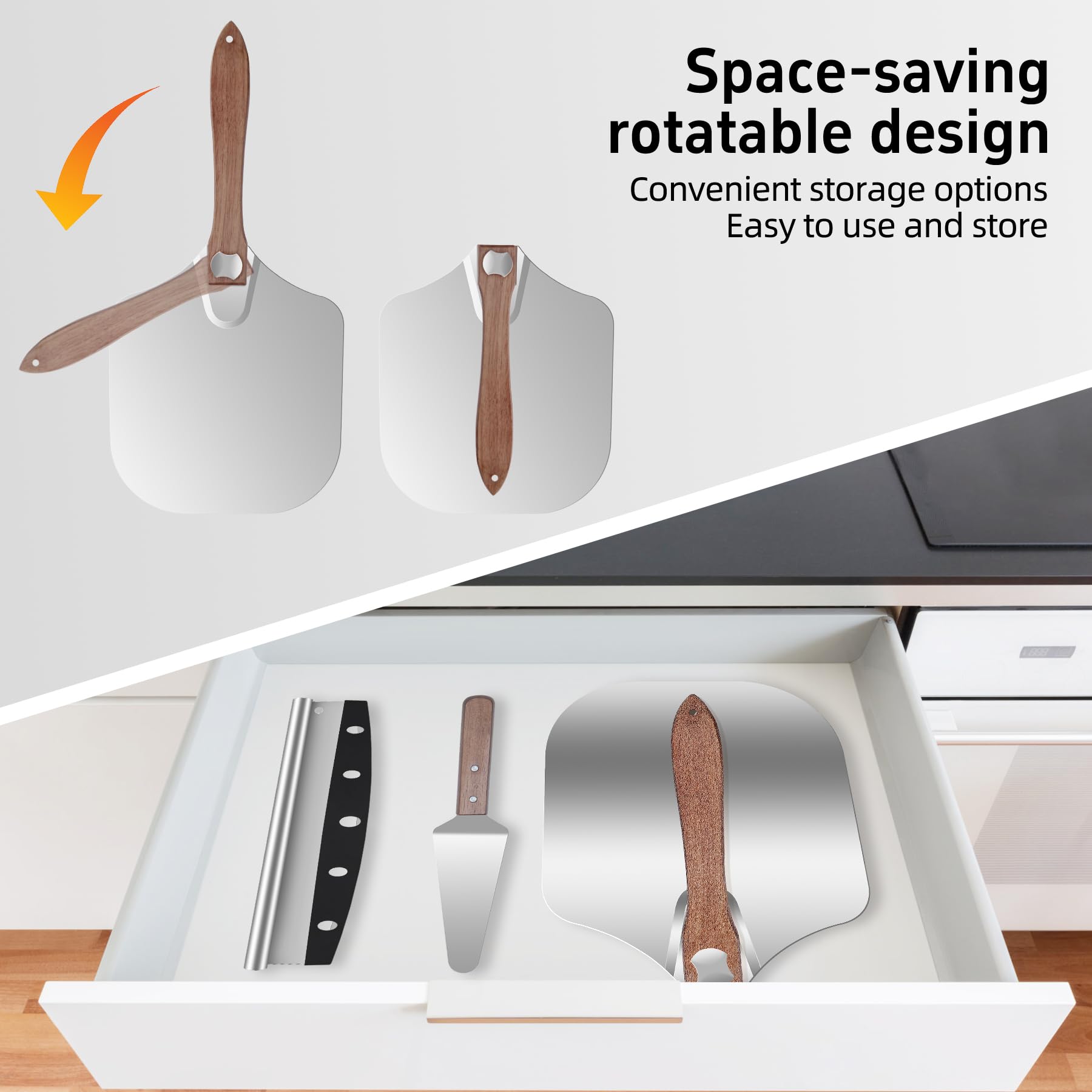 Nsoyos stainless steel rocker cutter slices pizza smoothly.