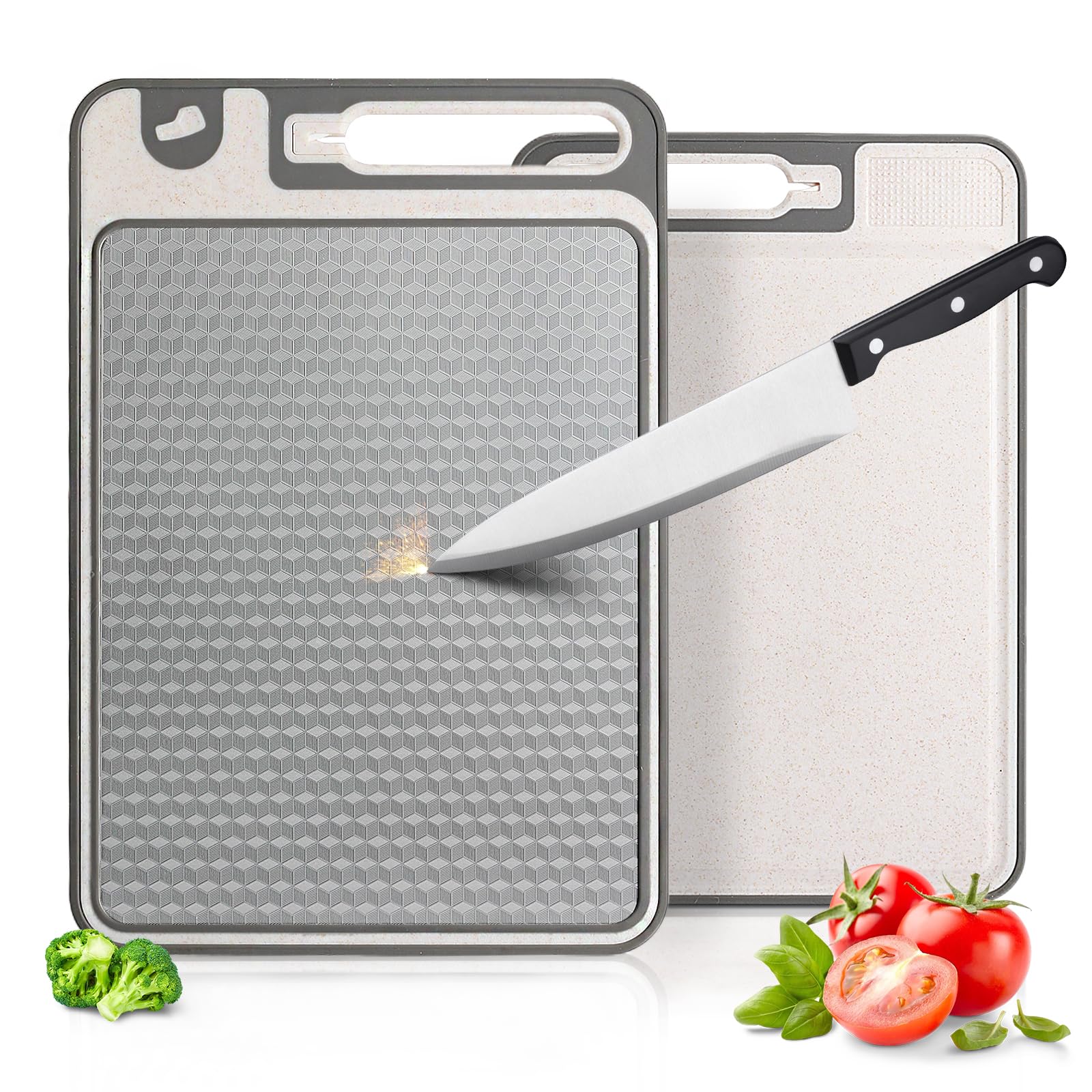 NTIERA 3-in-1 steel side cutting board with durable stainless surface for raw meat prep