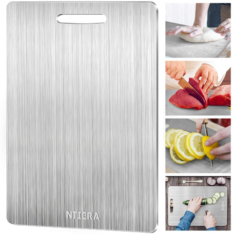 NTIERA titanium cutting board with smooth non-porous surface for quick cleaning