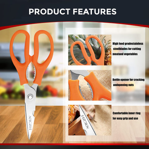 NTVKID kitchen shears handle vegetables, fruit, noodles, and pizza with ease