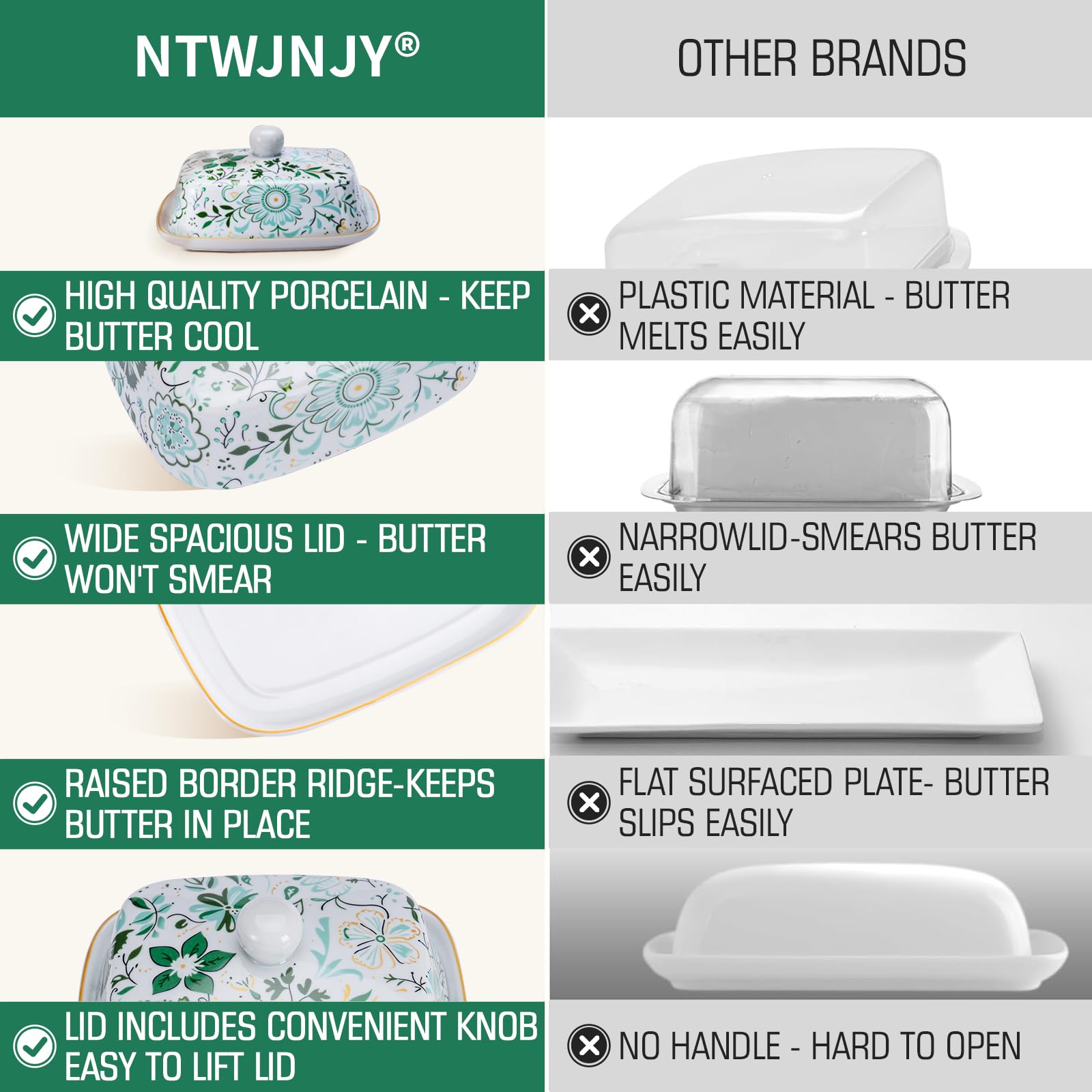 NTWJNJY reactive glaze butter dish close-up highlights artisanal finish