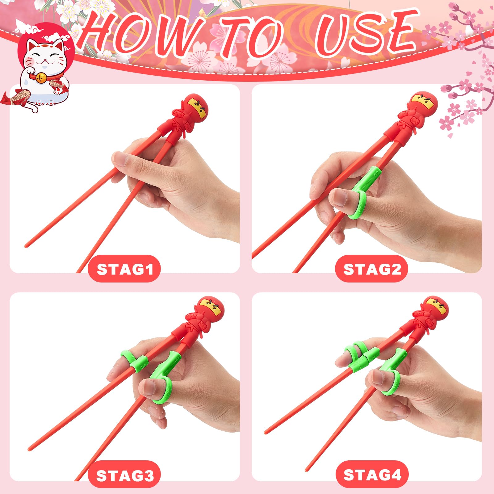 Nuanchu ninja-style beginner chopsticks for teens and adults learning grip