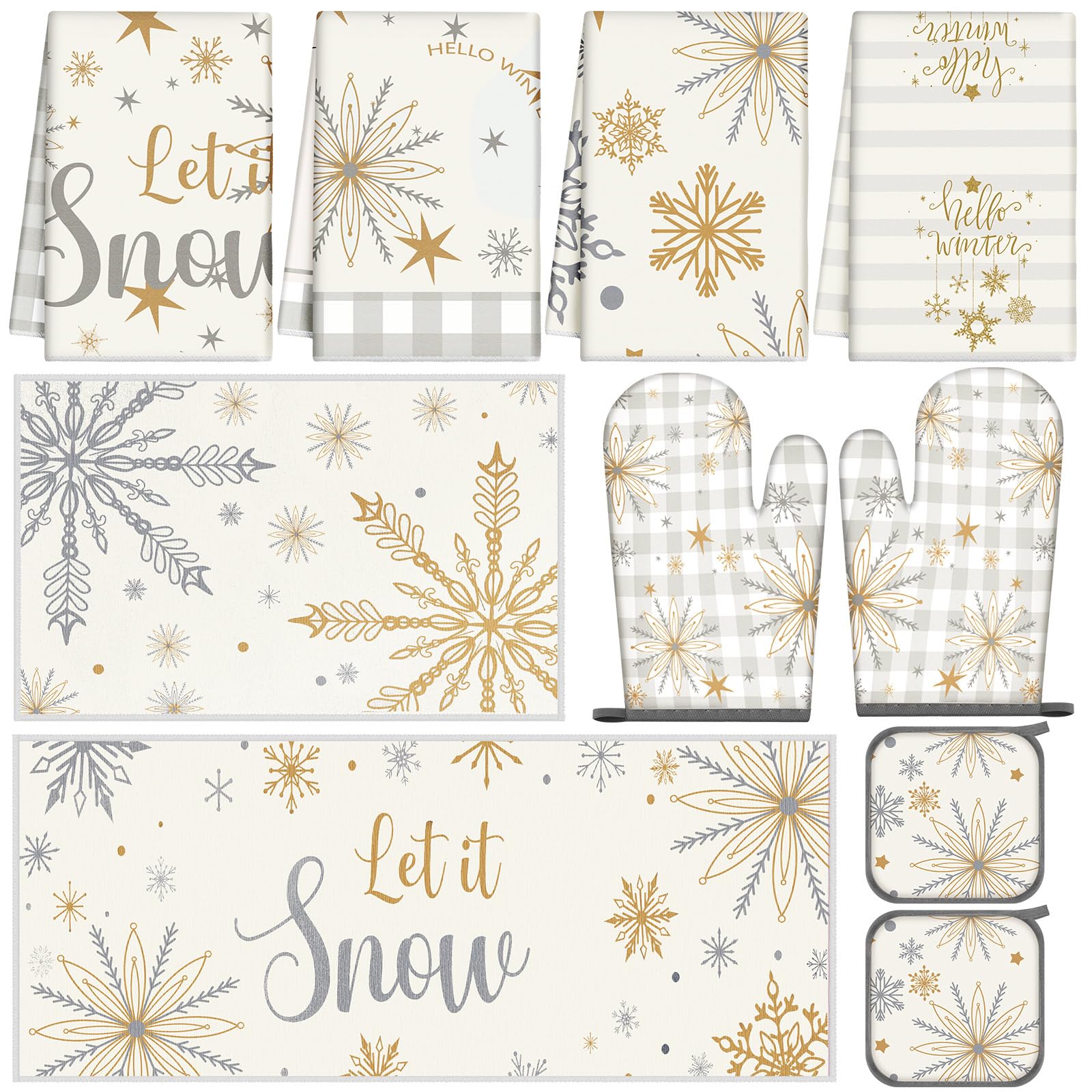Nuanchu winter towels with snowflake print, soft and absorbent for quick dish drying.