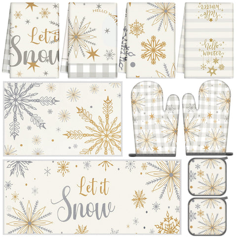 Nuanchu winter towels with snowflake print, soft and absorbent for quick dish drying.