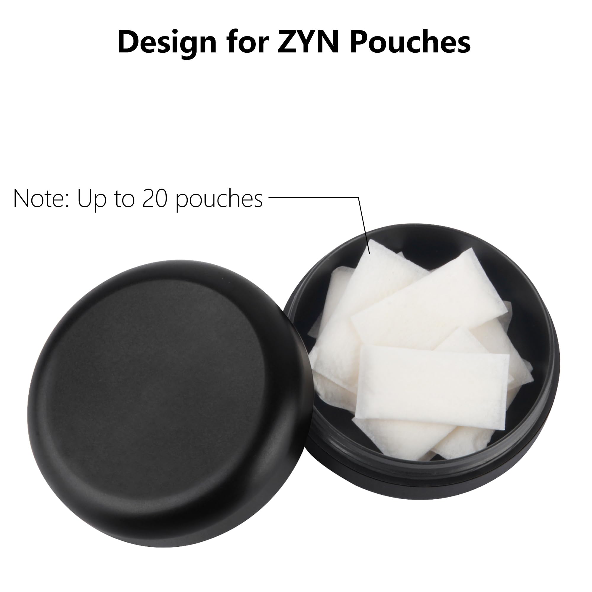 NuBonsey Zyn pouch holder with sealed lid for airtight freshness.