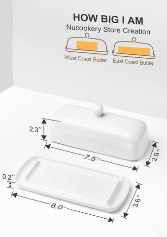 Nucookery butter dish raised non-slip strip prevents sliding during use.