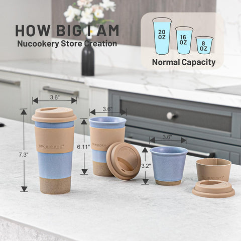 Nucookery 16oz ceramic travel mug with lid and sleeve for ease of use