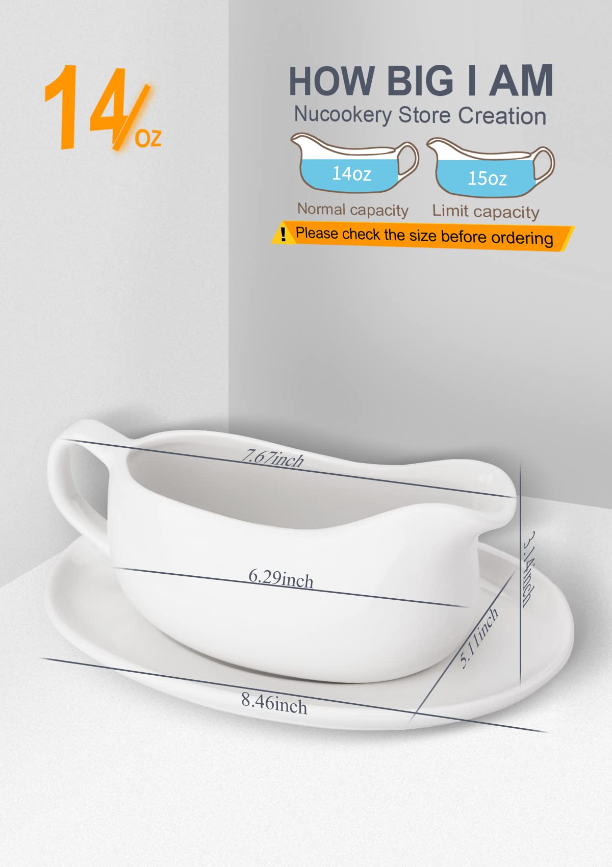 Nucookery gravy boat alongside its saucer for elegant table presentation.