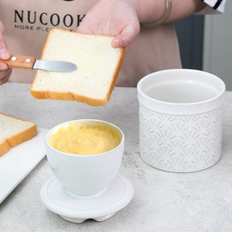 Nucookery lead-free ceramic butter crock for safe kitchen styling