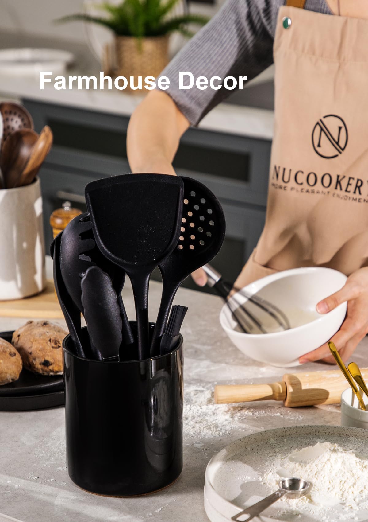 Nucookery utensil holder versatile use for brushes or plants.