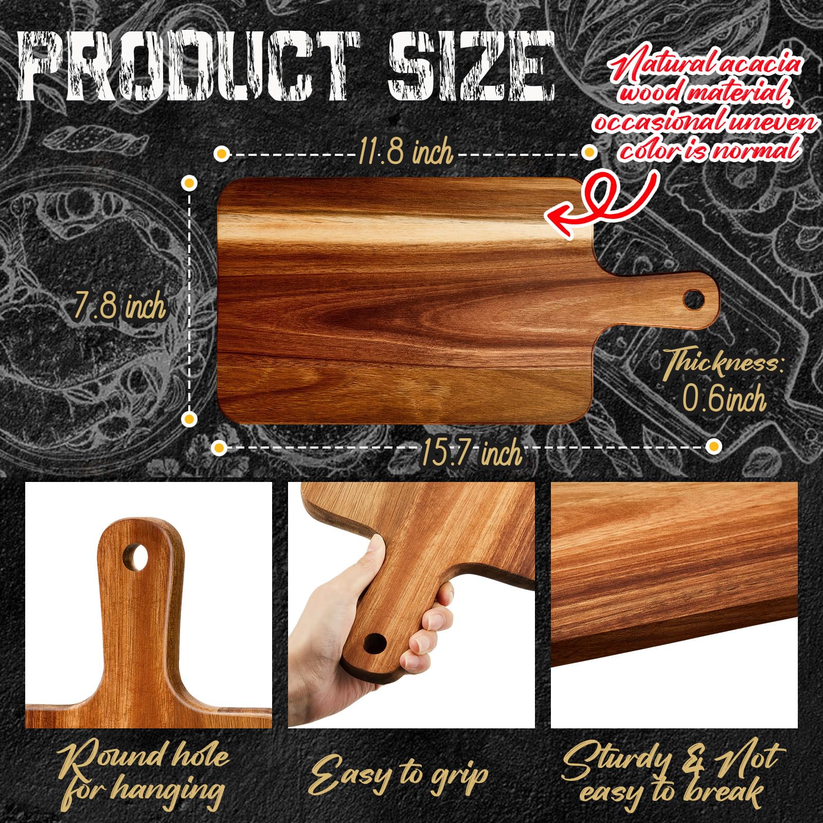 Nuenen acacia board with handle for bread slicing and rustic presentation