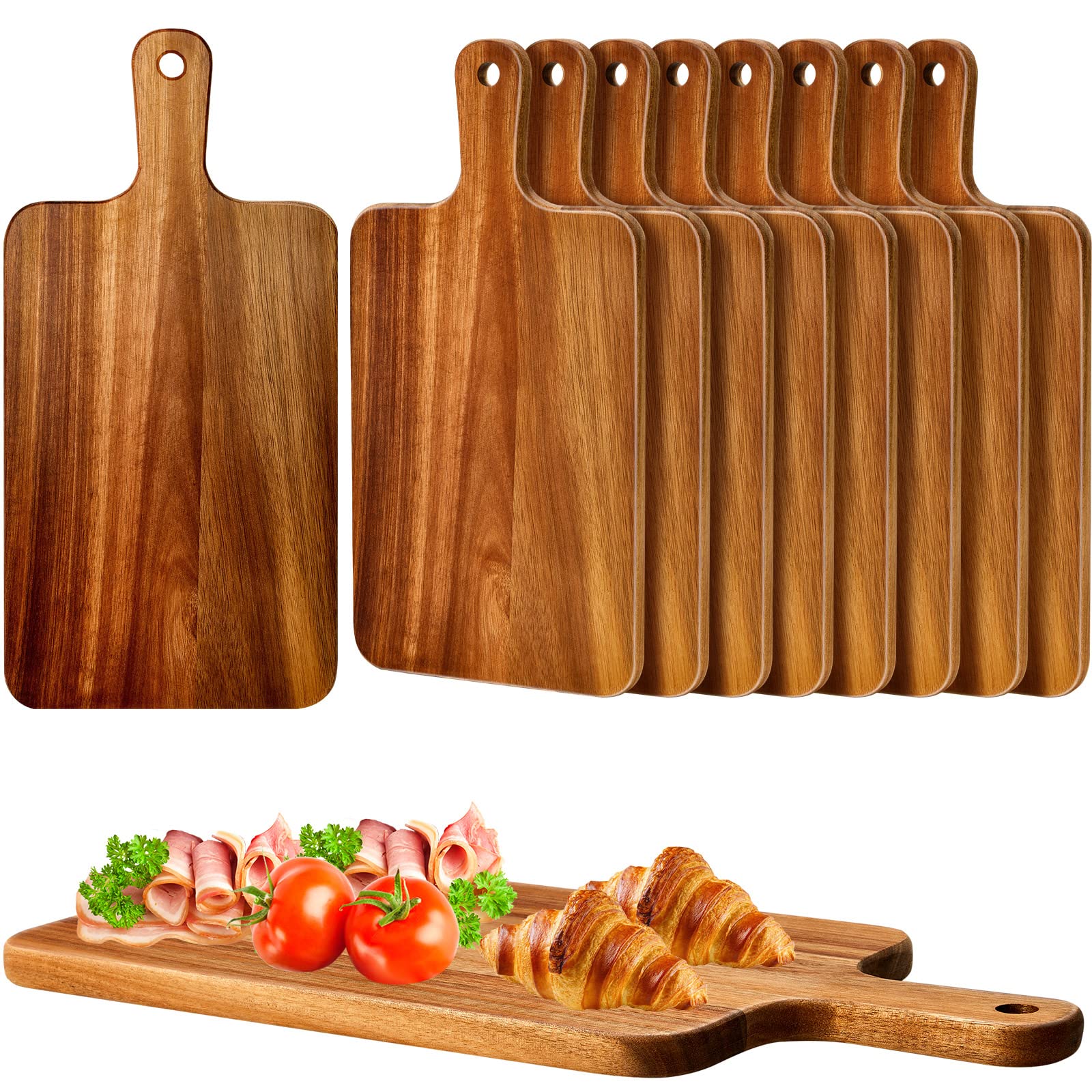 Nuenen acacia cutting board with handle for pizza prep and serving