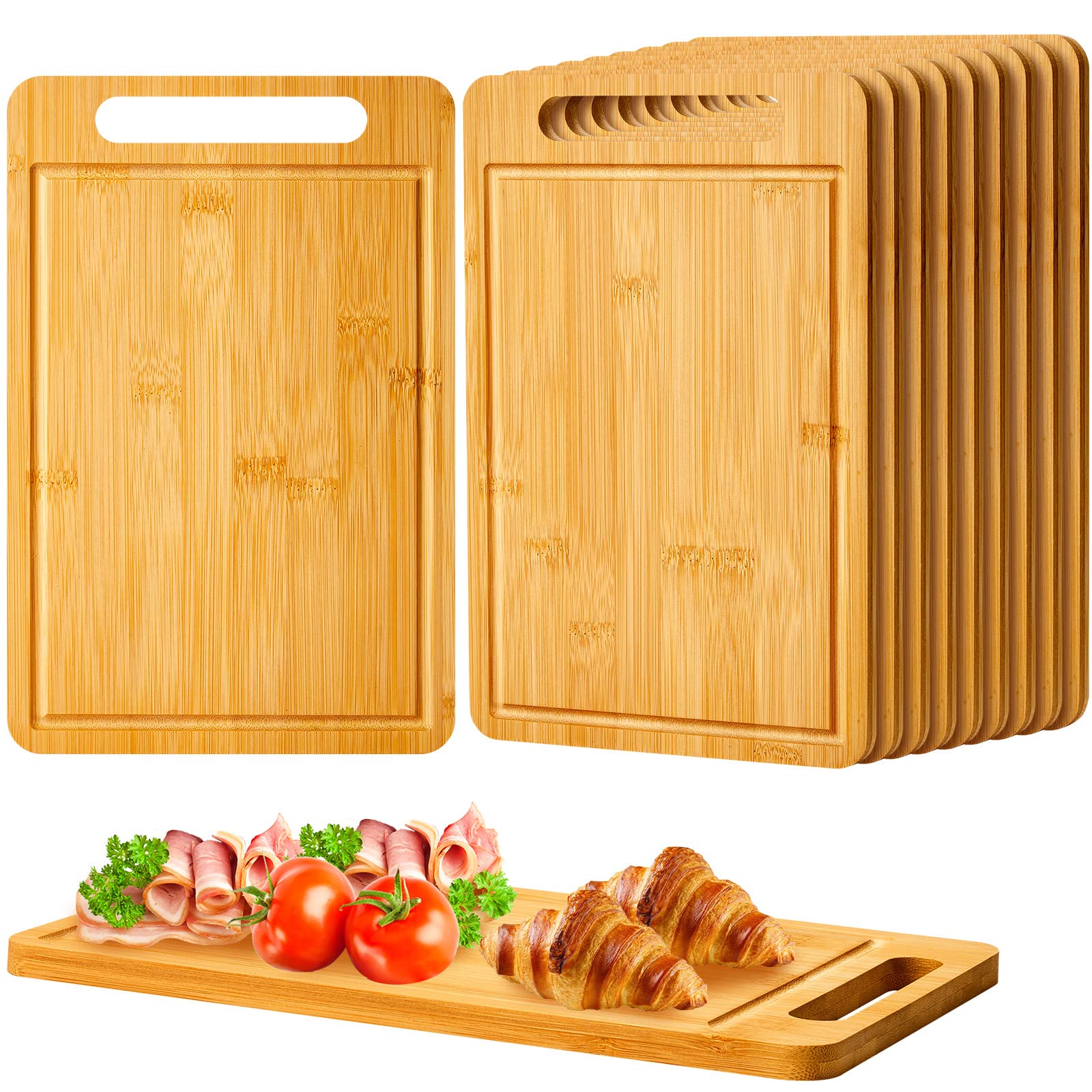 Nuenen bamboo cutting board with handles, 12 x 7.8 inches, easy to lift and transport.