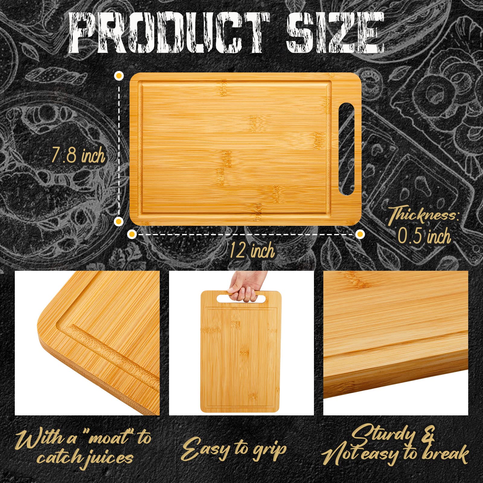 Nuenen bulk bamboo boards with handles, ideal for multi-ingredient prep and easy cleanup.