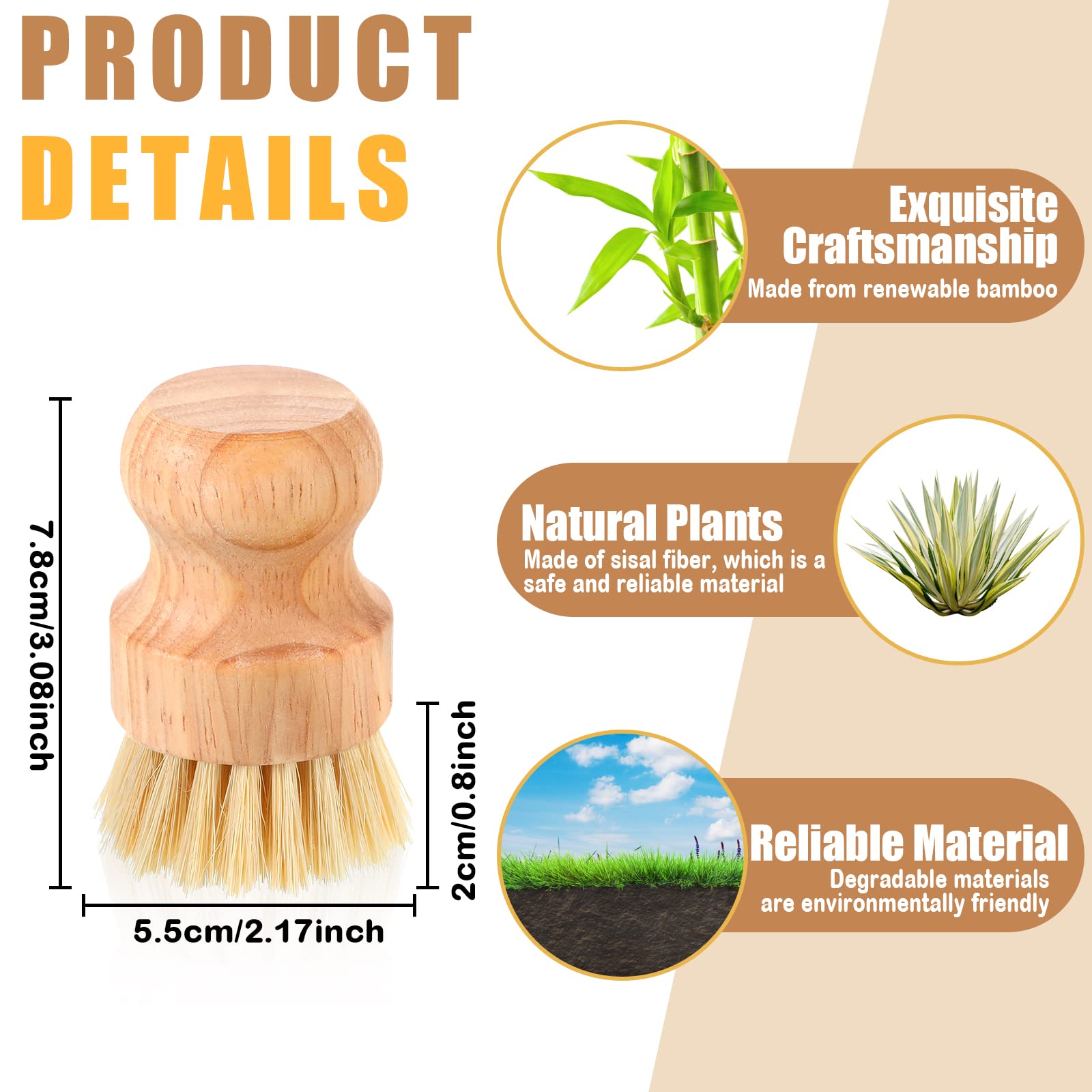 Nuenen sisal bristles tackle tough stains on pans without scratching.