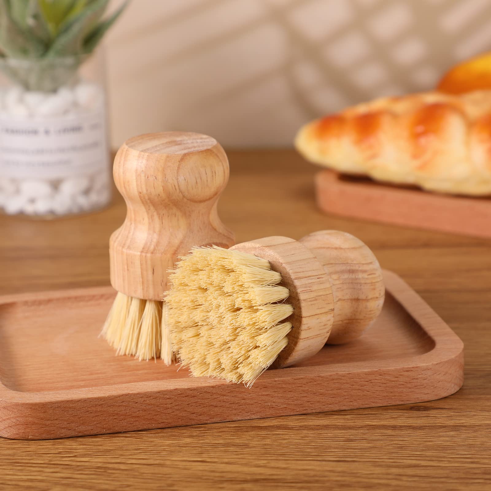 Nuenen wooden dish scrubbers with ergonomic handles for comfortable kitchen use.