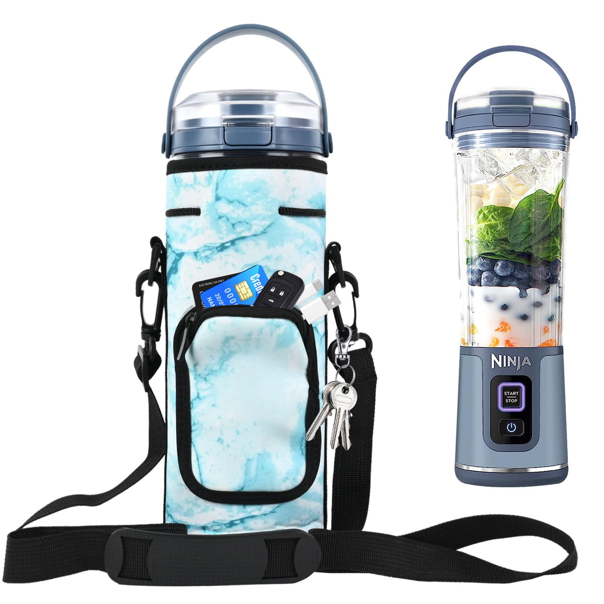 NUENSS-ROR storage sleeve for Ninja Blast bag front view showing secure fit for travel