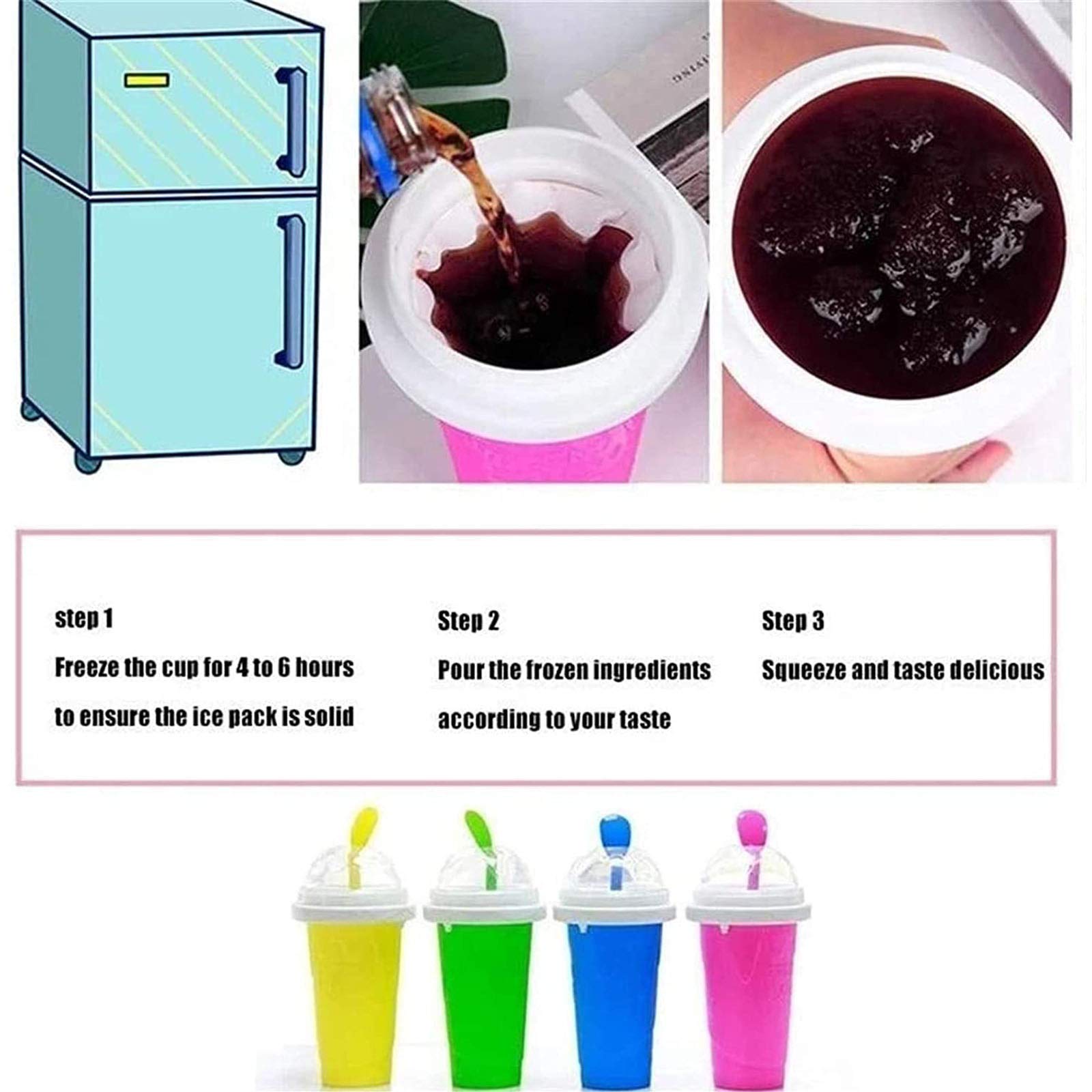 NUFR Slushie Maker Cup two-in-one straw and spoon feature in action