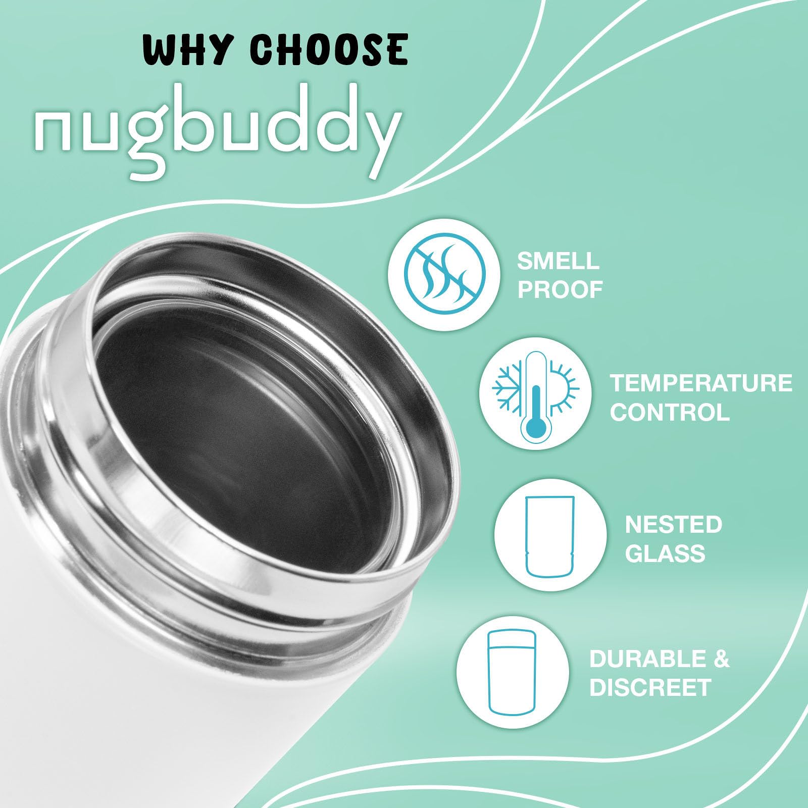 Nugbuddy Mini UV-protected exterior preserves flavor and scent.