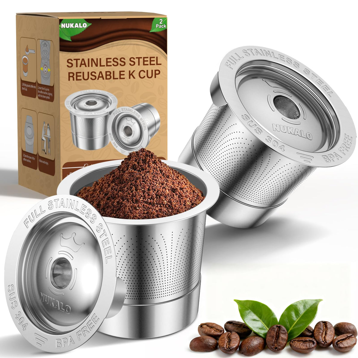 NUKALO stainless steel filter preserving pure coffee flavor with zero plastic aftertaste