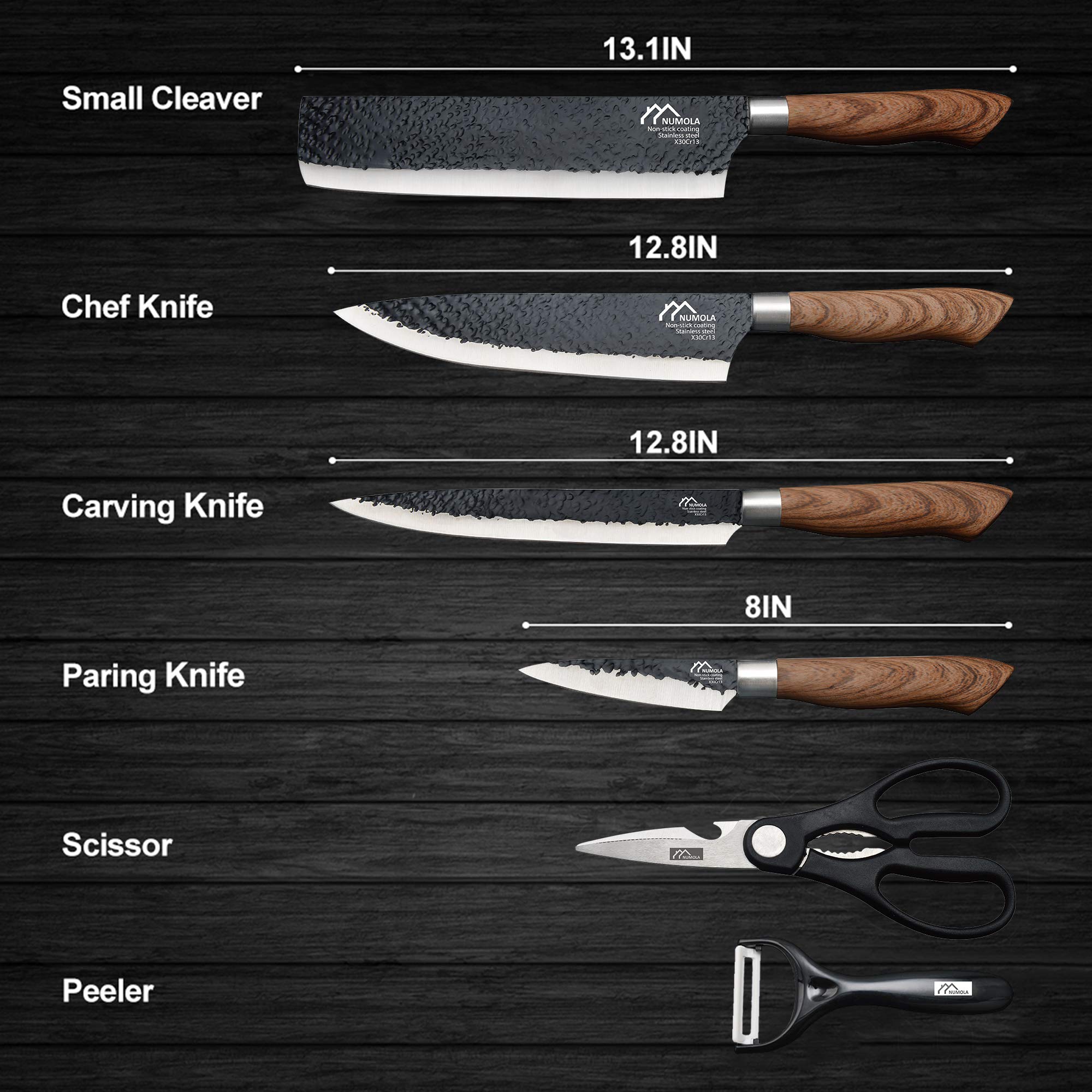 Numola 8-inch chef knife ready for precise slicing in daily cooking.