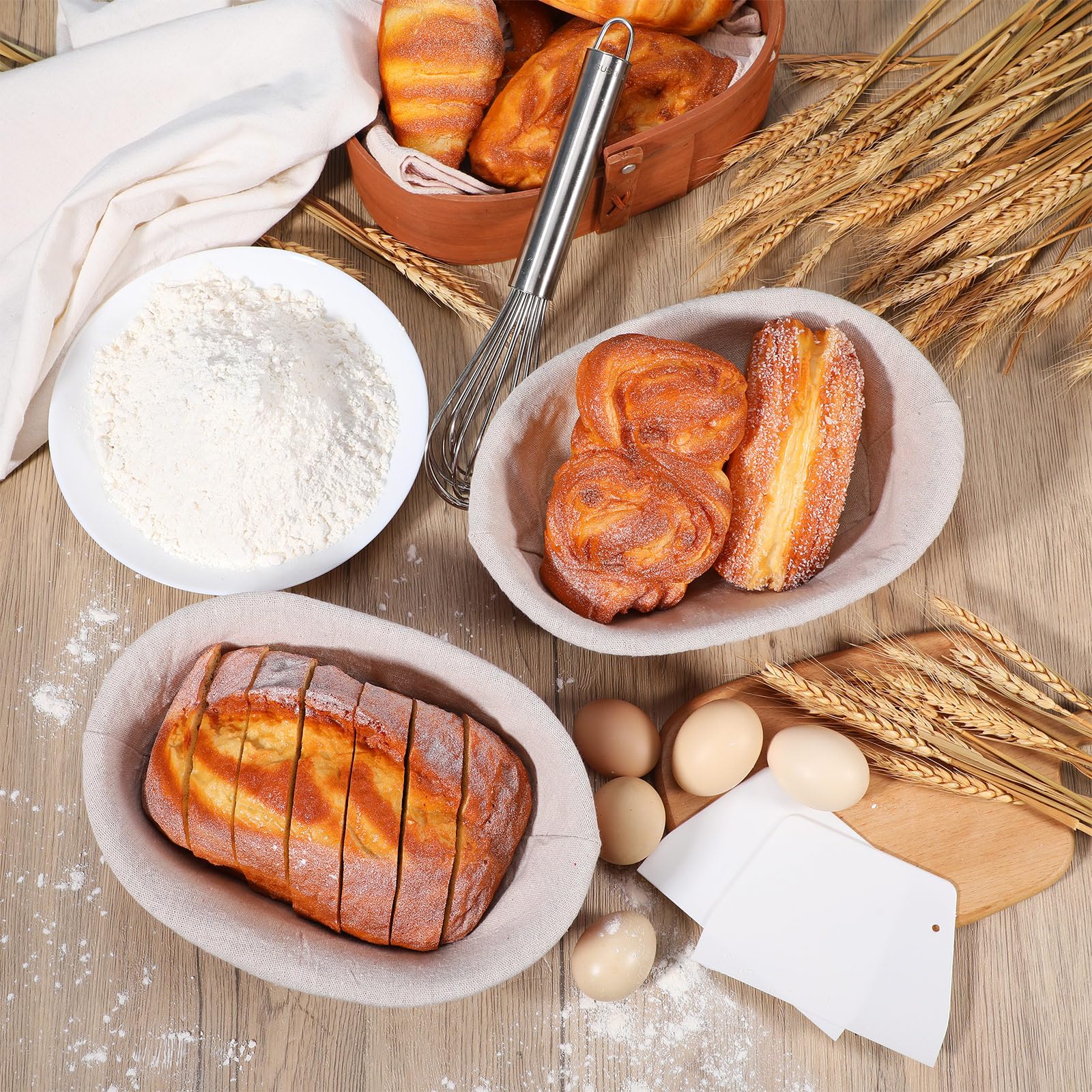 Nuogo 10-inch oval bread proofing basket ready for compact storage