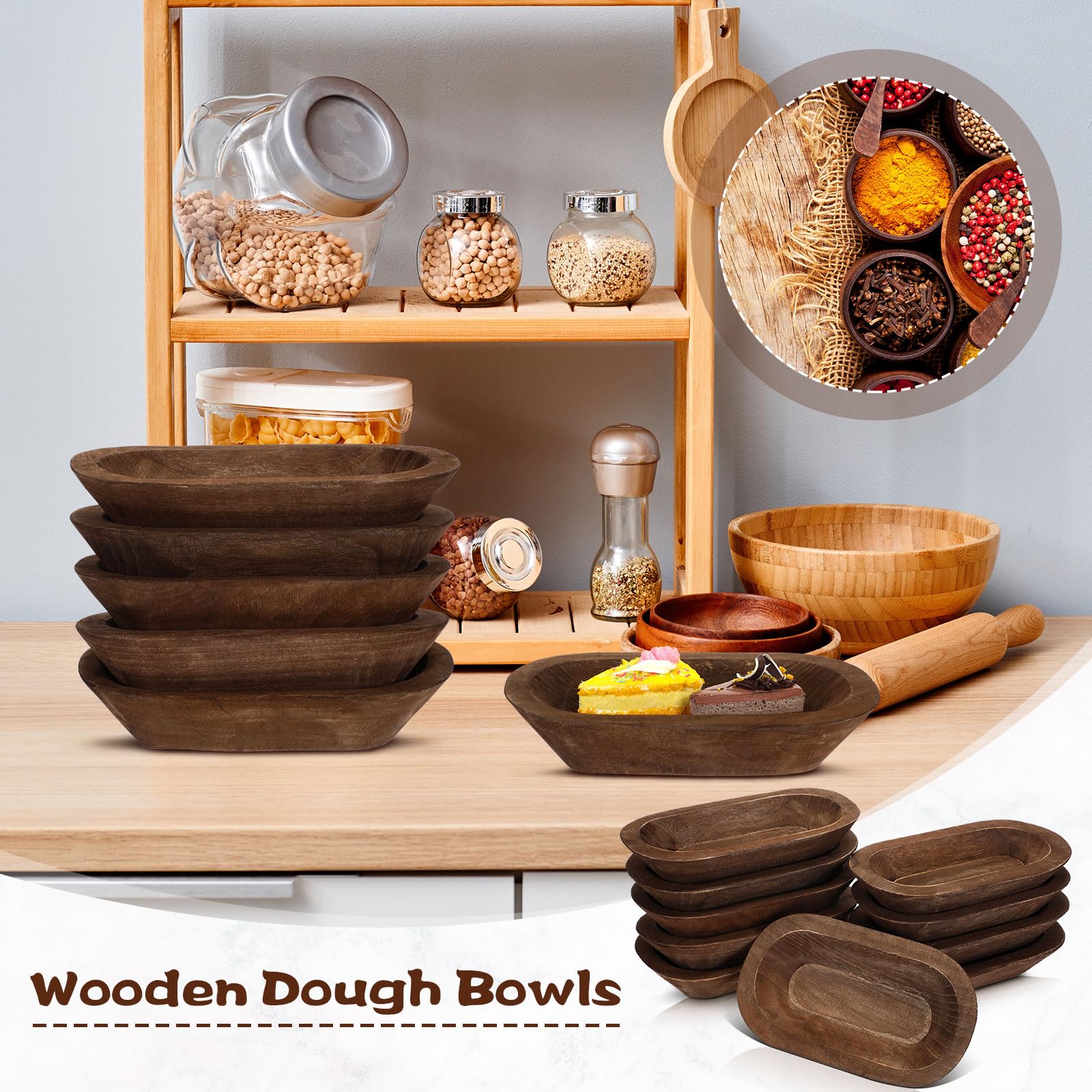 Nuogo brown wooden bowl decorative tray adds antique warmth to tables.