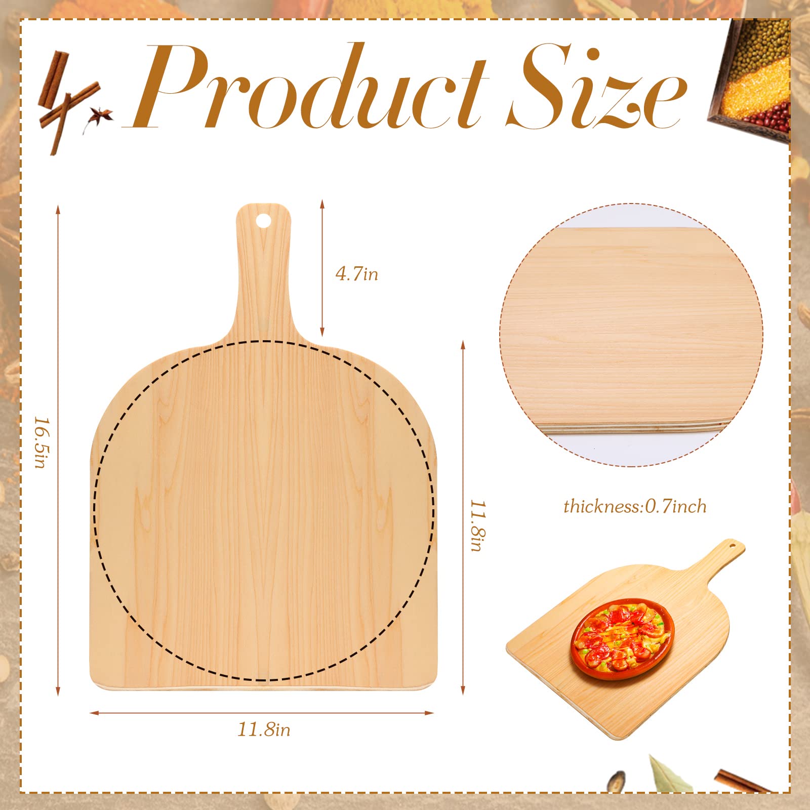 Nuogo wooden pizza spatula with sturdy handle for stable serving.