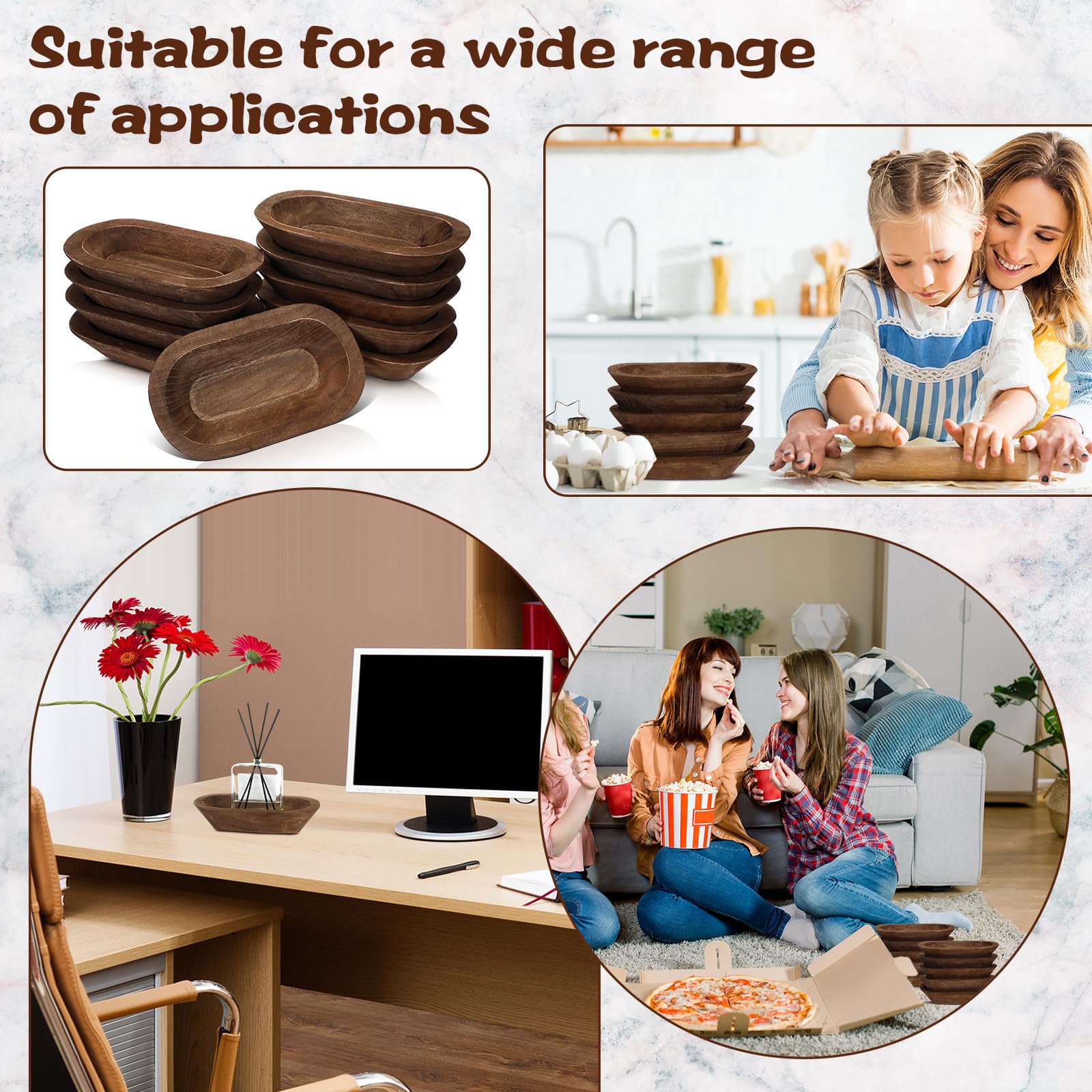 Nuogo rustic oval brown dough bowl highlighting natural grain in home decor.