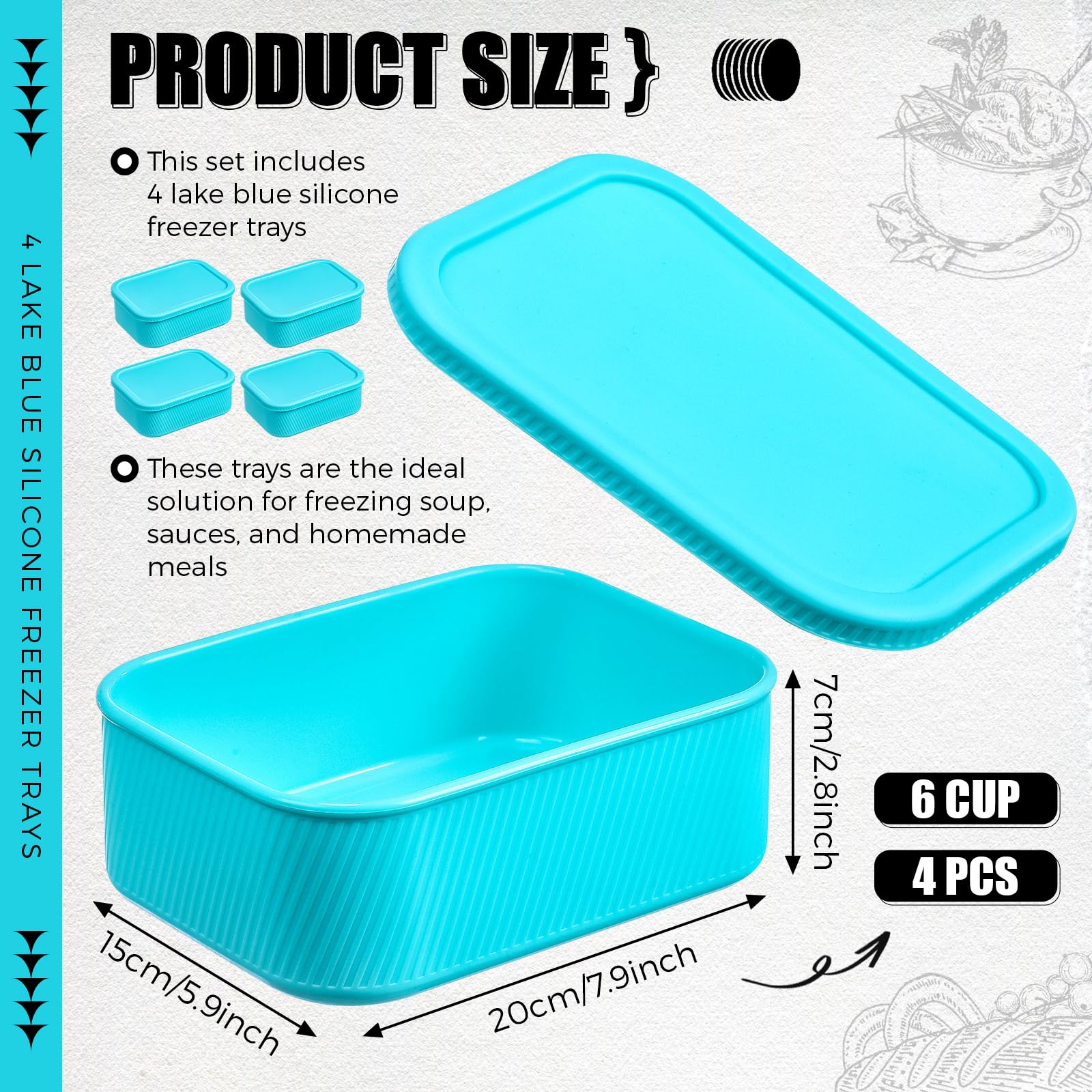 Nuogo silicone freezer tray 6-cup capacity for soups and meals.