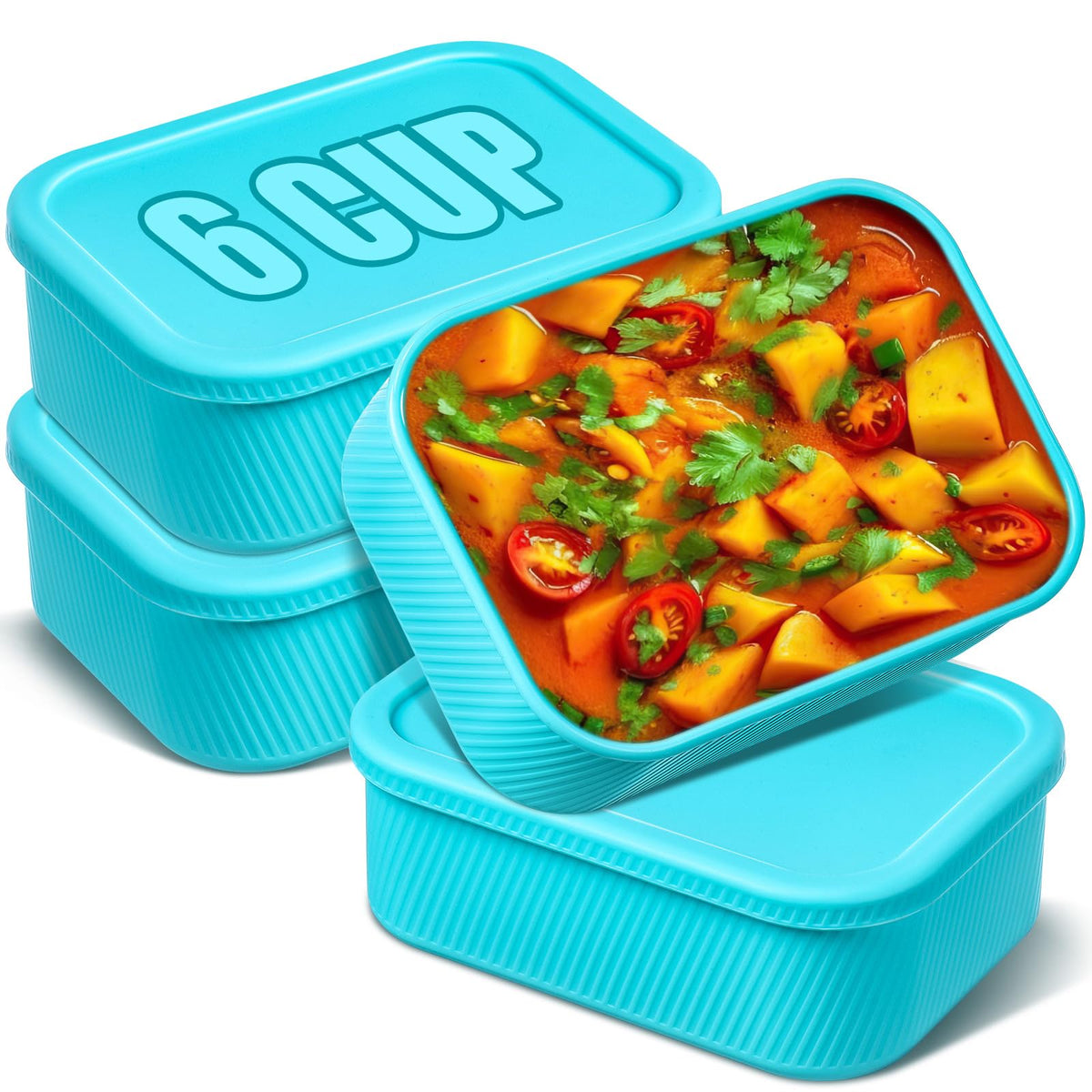 Nuogo lake blue silicone freezer tray with lid for easy release and organized freezer.