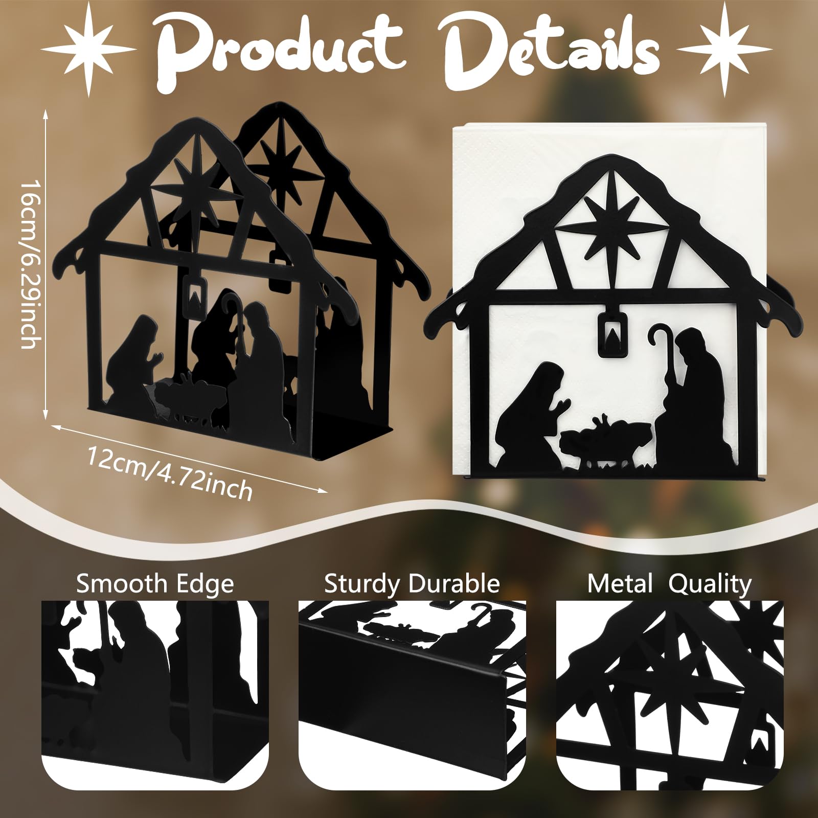 Nuogo tabletop napkin dispenser in black metal for organized dining.
