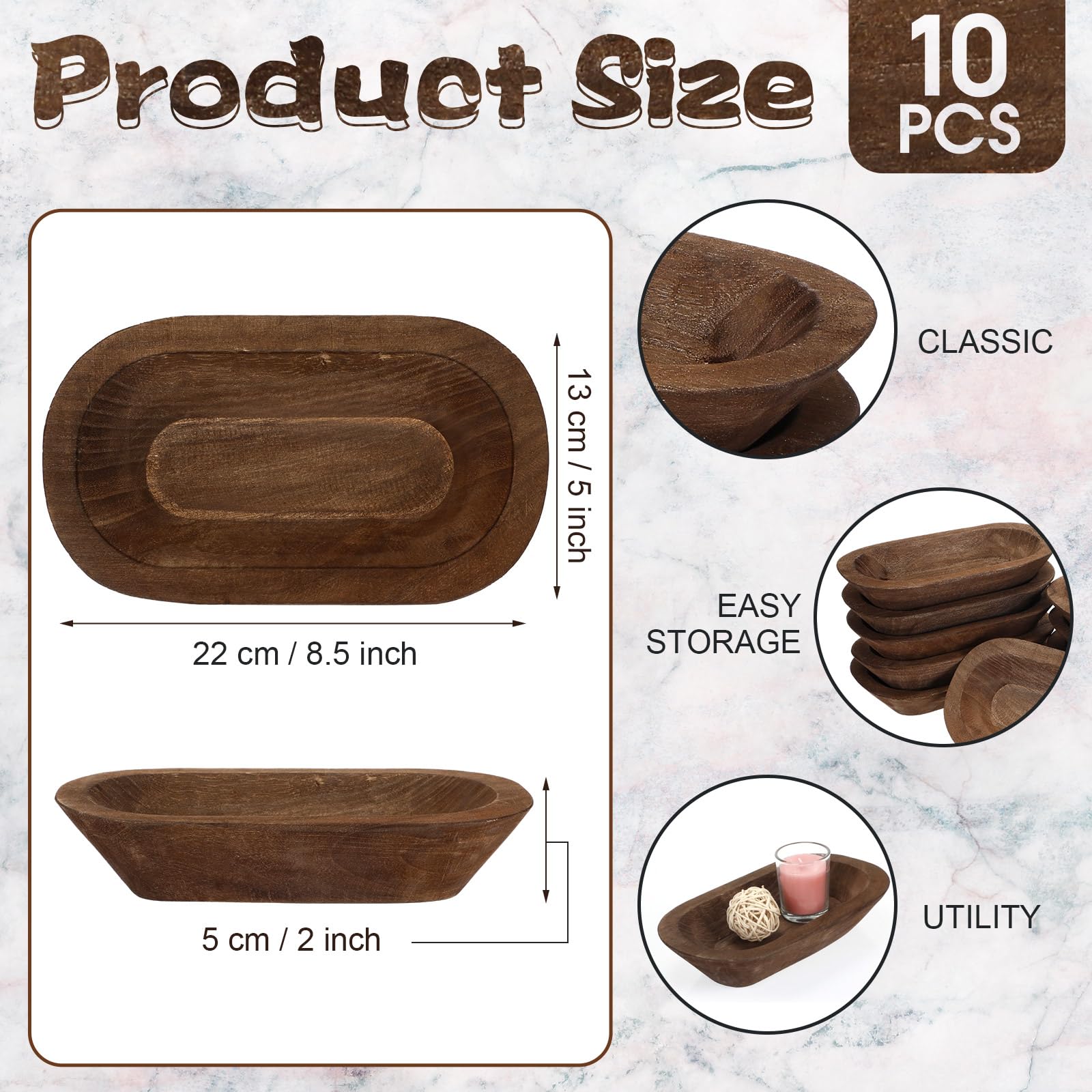 Nuogo 10 pack wooden dough bowl set for versatile gifting and styling.