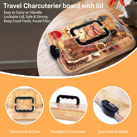 NUOLAN charcuterie board with carry handle for easy serving.