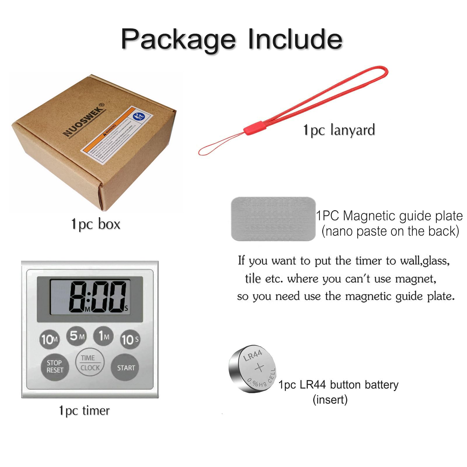 NUOSWEK versatile timer for shower, cooking, studying, and workouts.