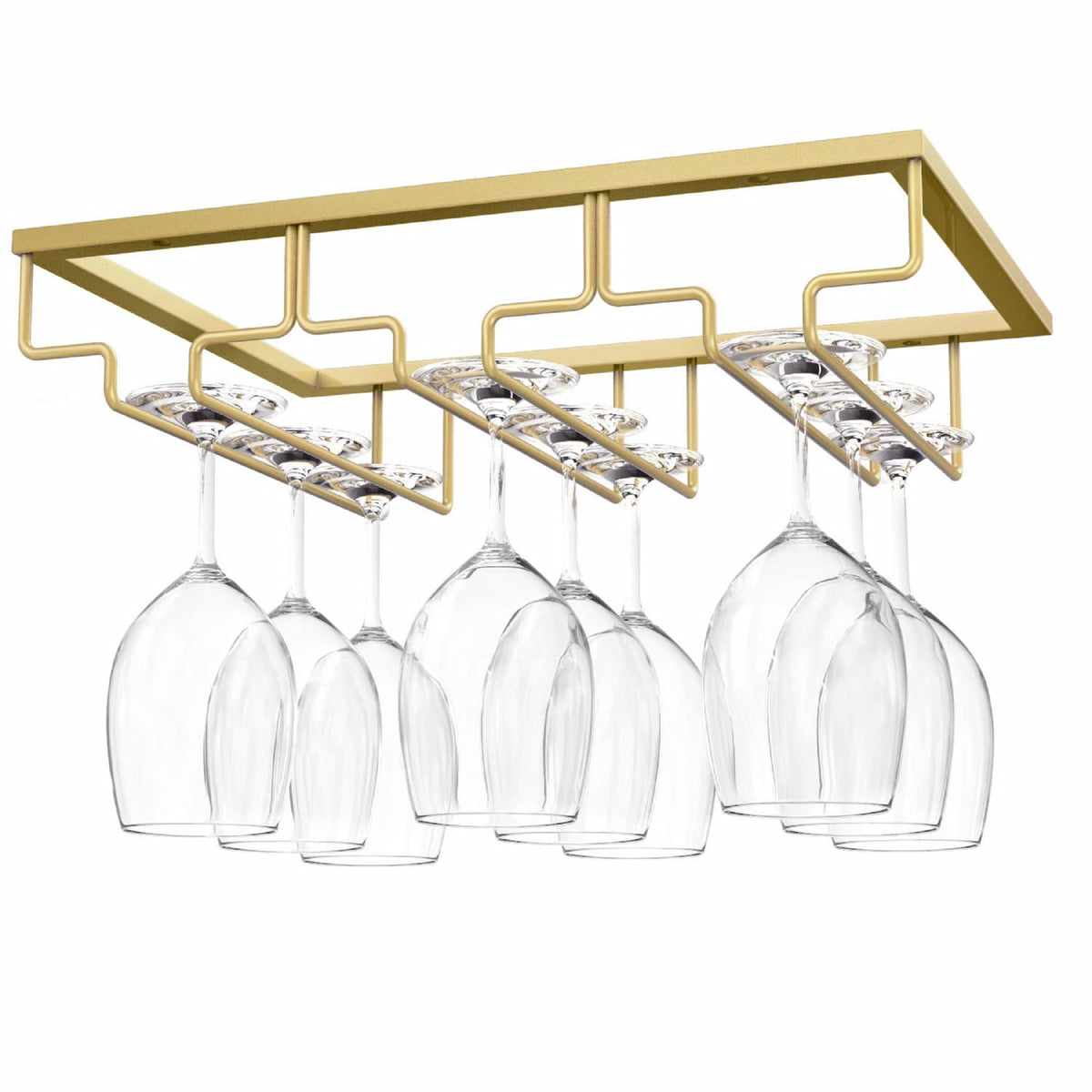 Nuovoware wine glass rack under cabinet for organized stemware storage.