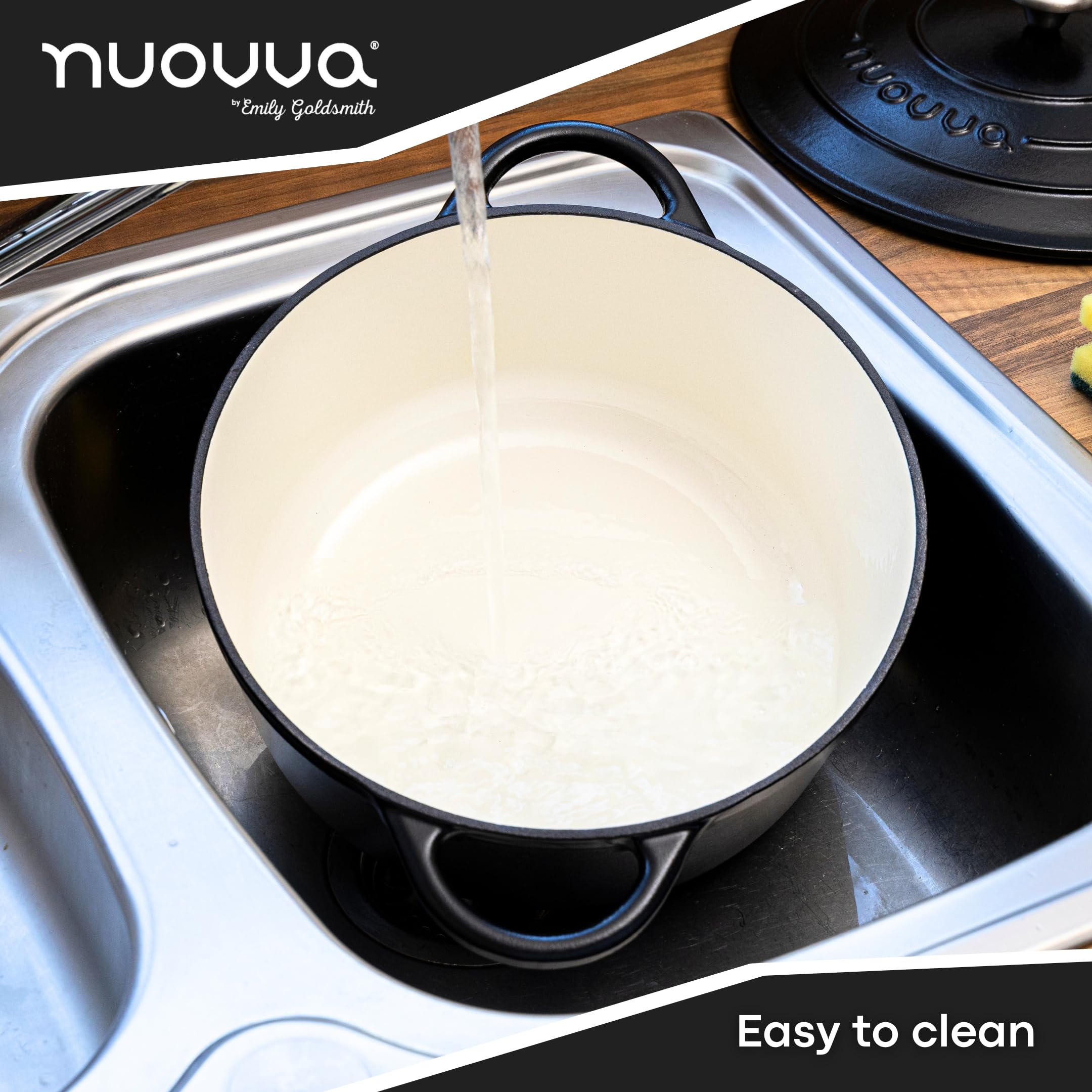 Nuovva Cast Iron Dutch Oven with double handles for easy transport