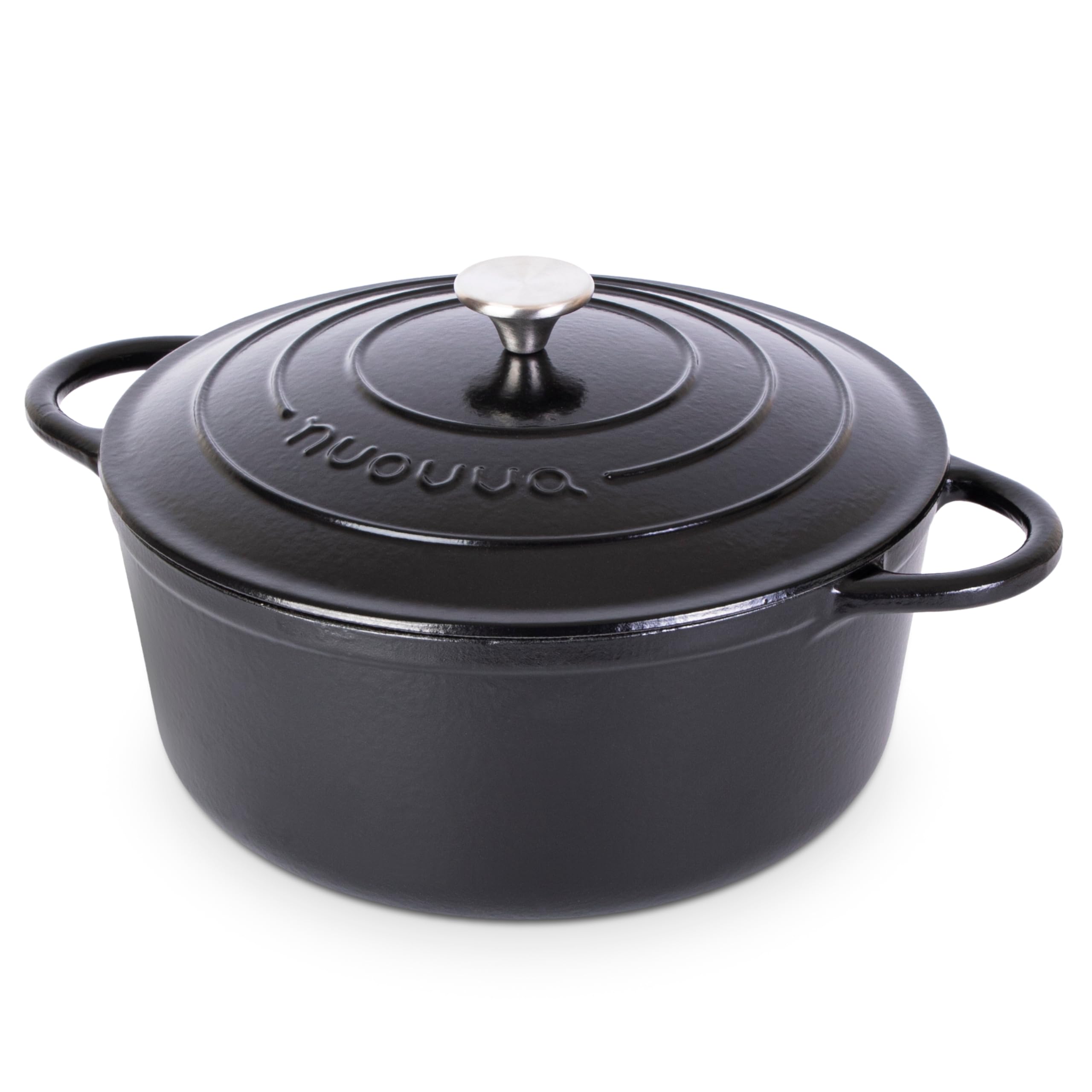 Nuovva Cast Iron Dutch Oven lid with sturdy fit for easy handling