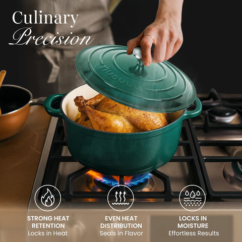Nuovva dark green casserole for roasting and baking