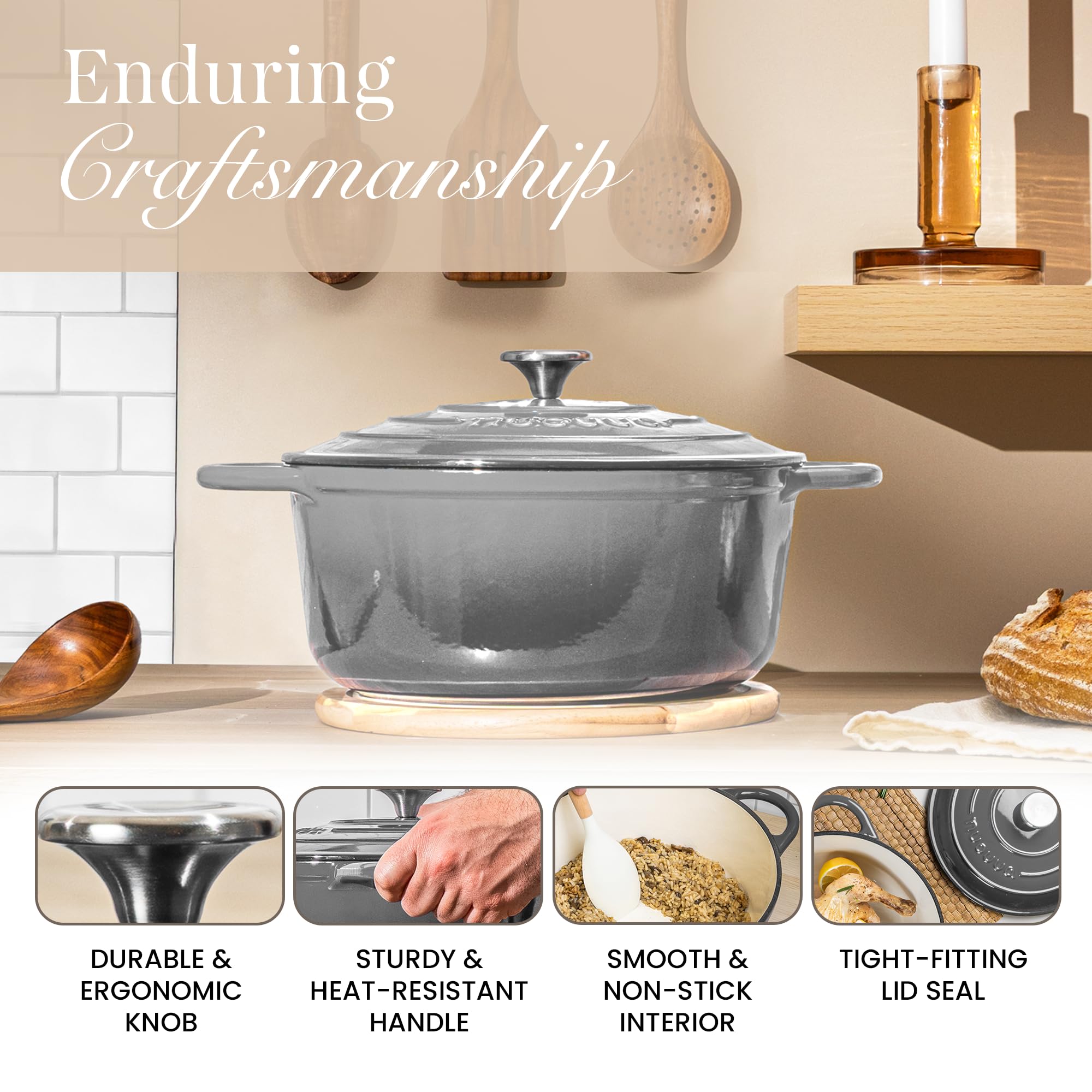 Bread baking with Nuovva Dutch oven in grey finish