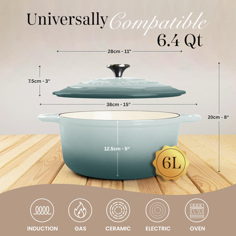 Nuovva Dutch oven lid with sturdy handles for easy oven transfer.