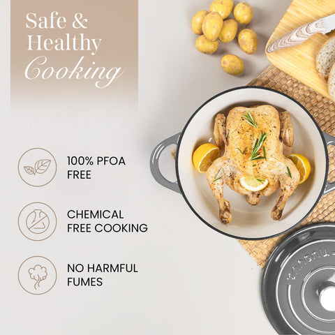 Nuovva round enamelled Dutch oven suitable for oven braising