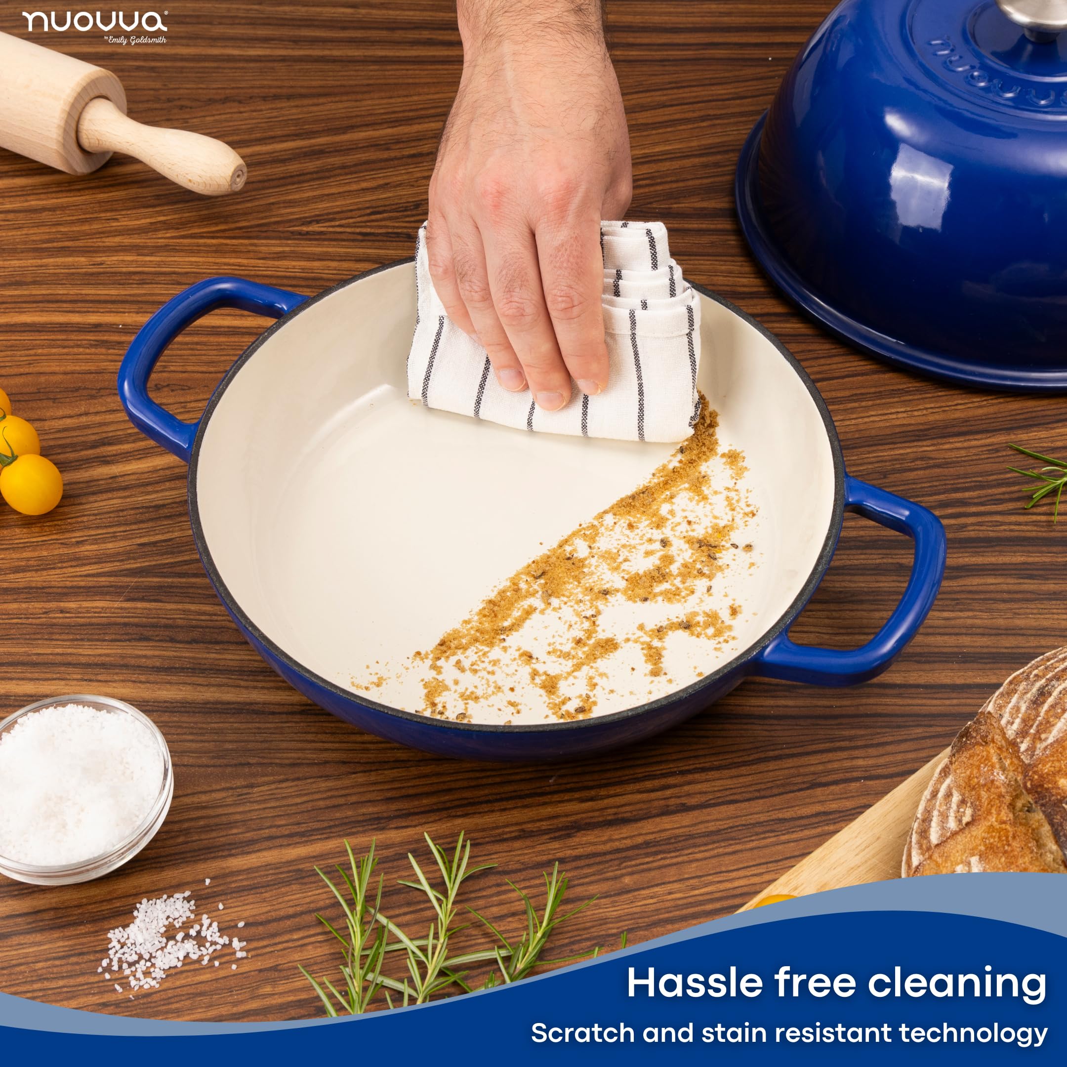 Nuovva Dutch oven is perfect for roasting and stewing with steady heat.