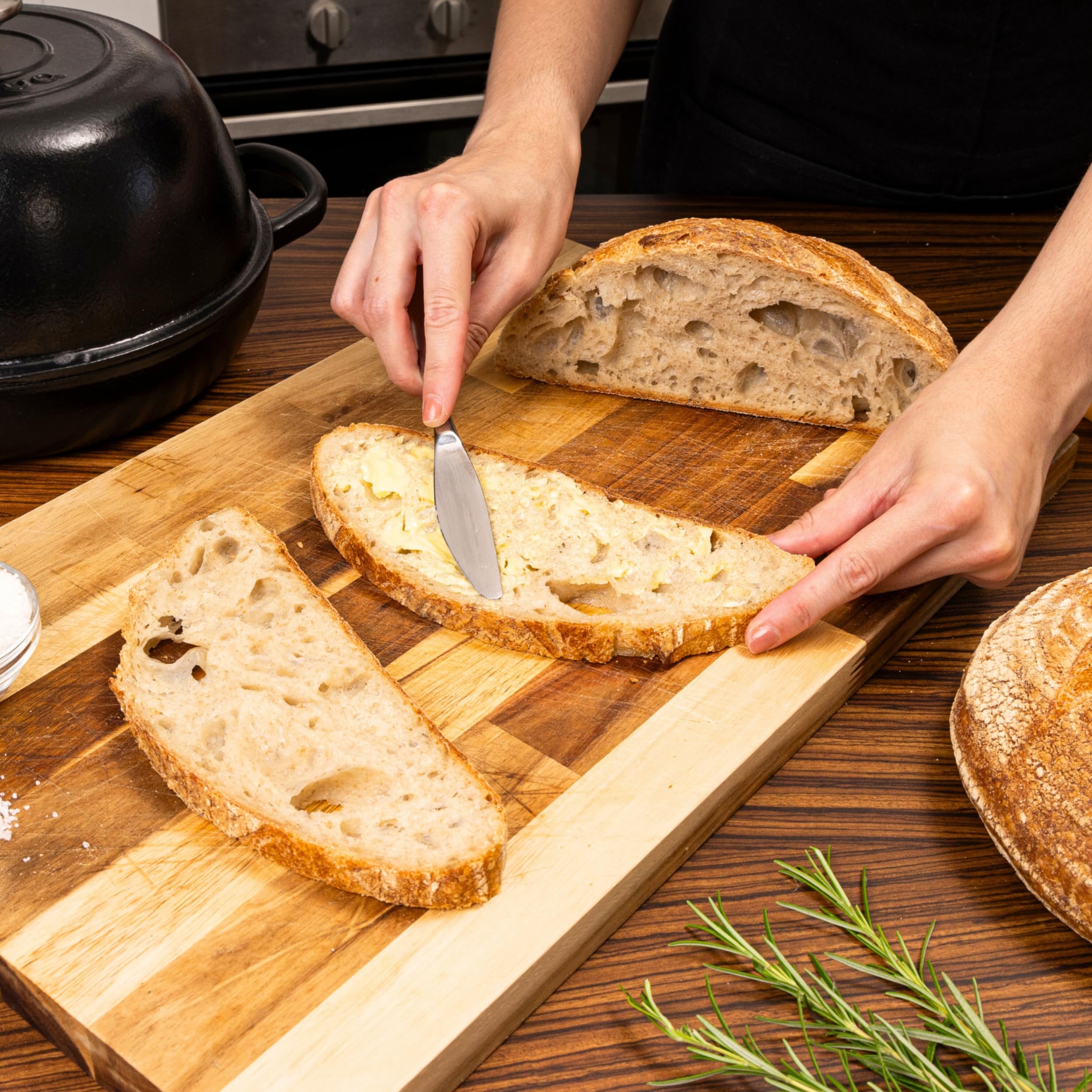 Nuovva dutch oven transitions from stove to table with elegant, durable design.